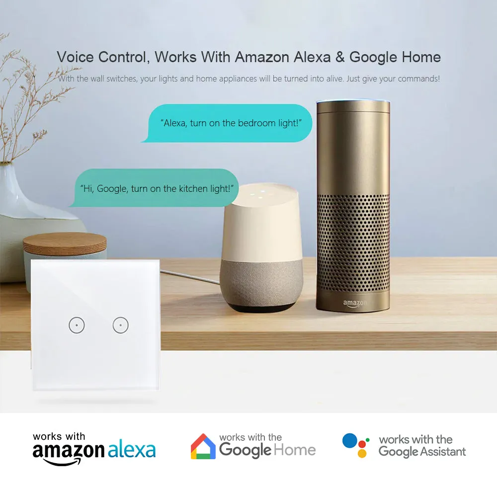 1 Gang Smart Touch Switch with Timer, APP & Voice Control, Smart Alexa Light Switch Works with Amazon and Google Home, No Neutral Required