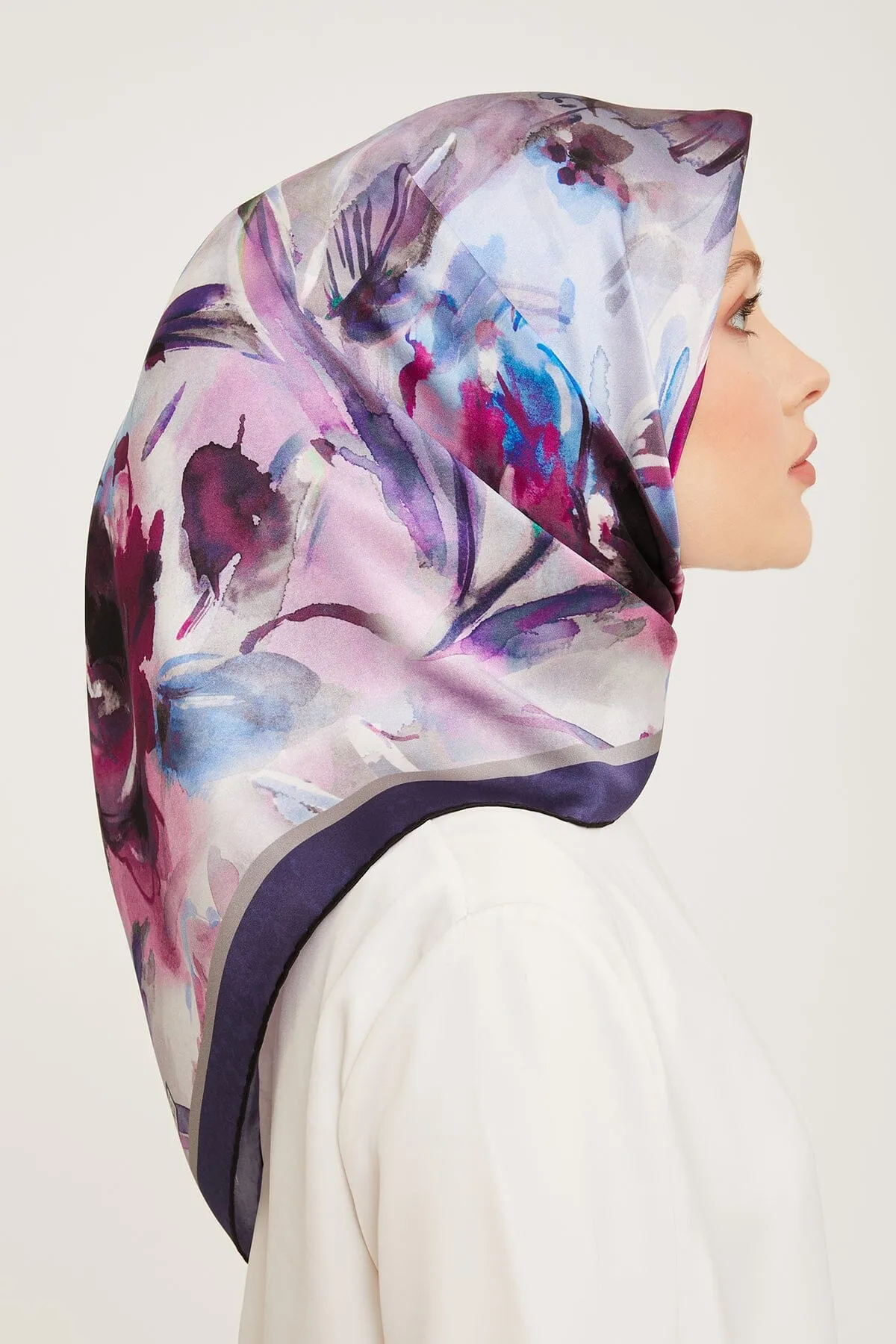 Armine Iris Floral Silk Scarf #2