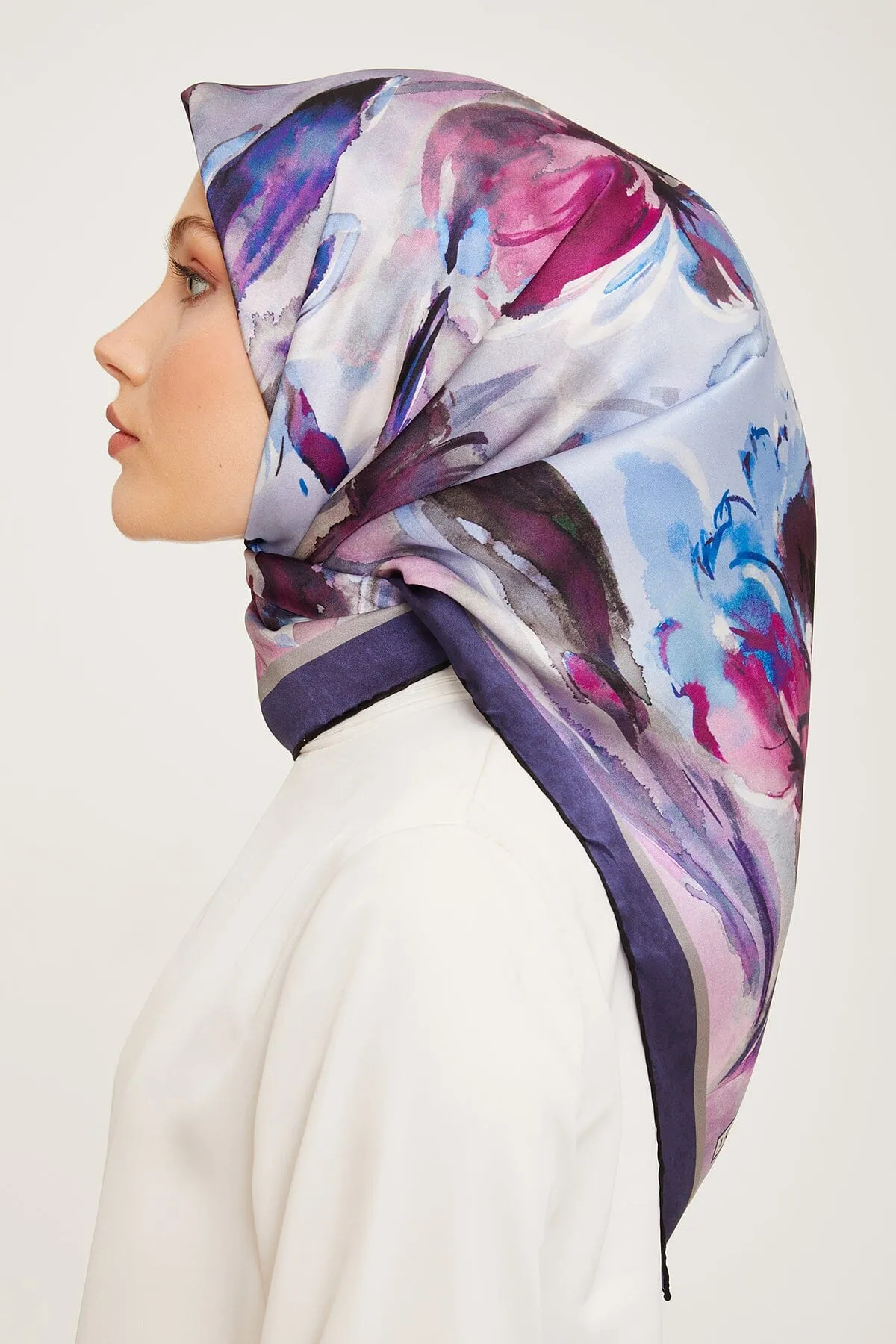 Armine Iris Floral Silk Scarf #2