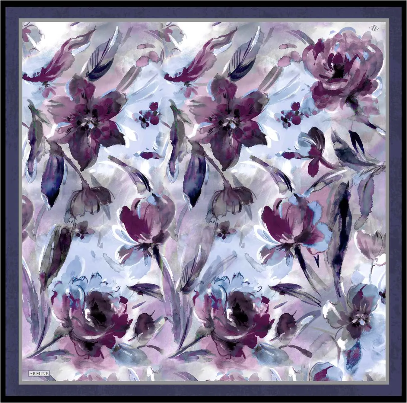 Armine Iris Floral Silk Scarf #2