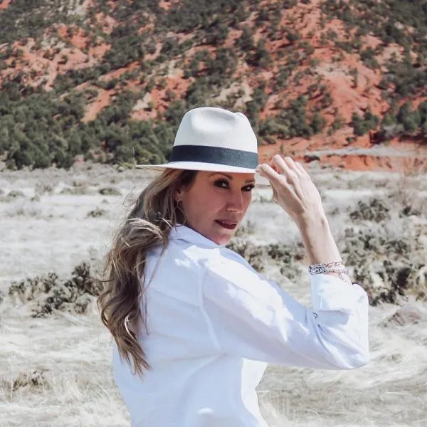 Austral White Panama Hat - The Hudson with Black Ribbon Band