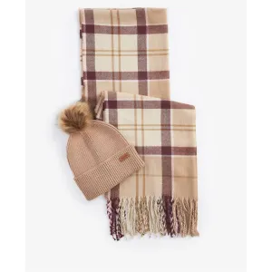 Barbour Dover Hat & Hailes Scarf Gift Set in Muted Cabernet LGS0054PU51