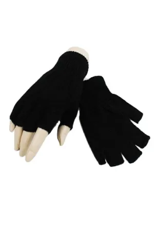 Basic Knit Fingerless Gloves in Black