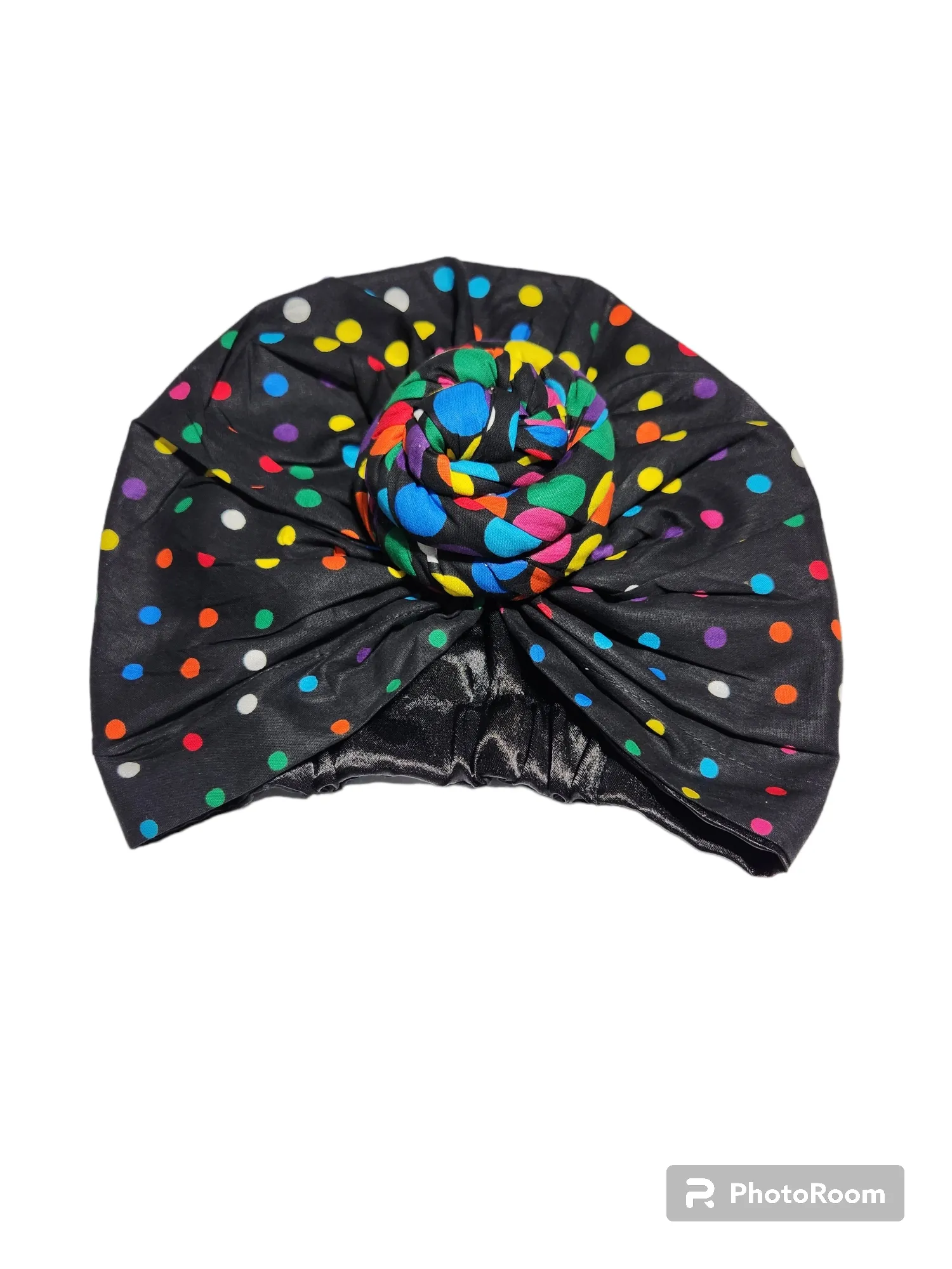 Black Multicolor Pre-tied Headwrap