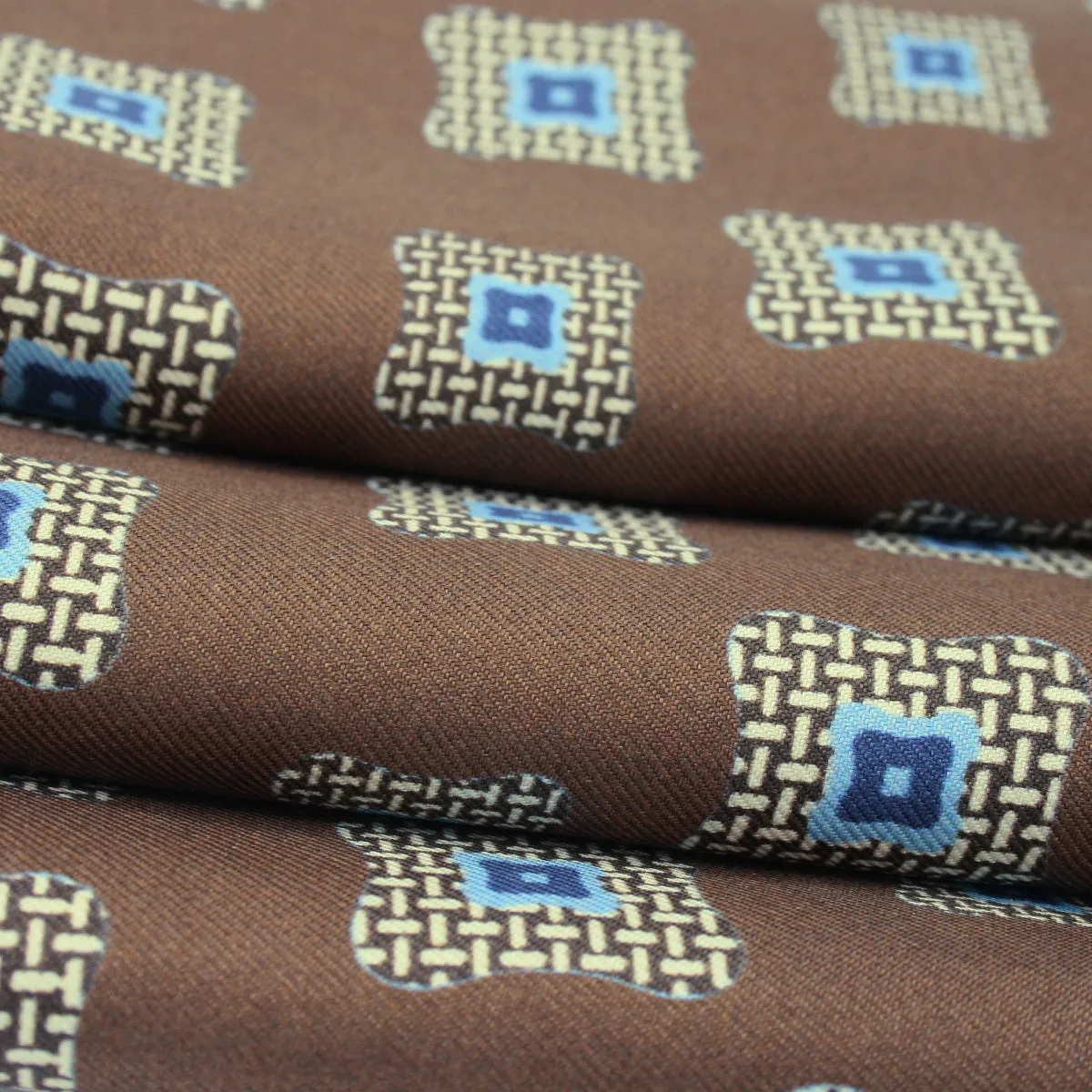 Brown and beige silk tubular tie scarf