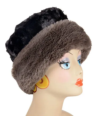 Cuffed Pillbox Hat in Royal Opulence Faux Furs