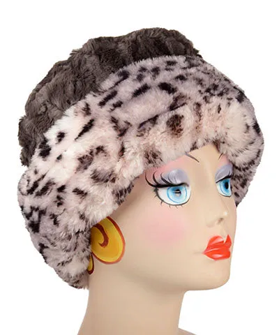 Cuffed Pillbox Hat in Royal Opulence Faux Furs