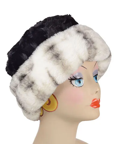 Cuffed Pillbox Hat in Royal Opulence Faux Furs