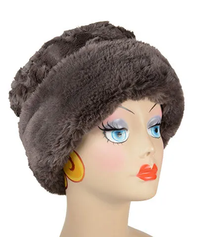 Cuffed Pillbox Hat in Royal Opulence Faux Furs