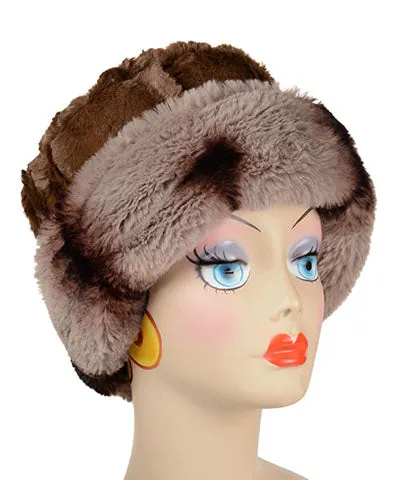 Cuffed Pillbox Hat in Royal Opulence Faux Furs