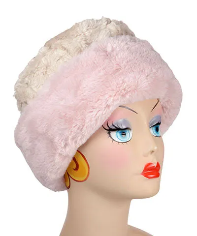 Cuffed Pillbox Hat in Royal Opulence Faux Furs