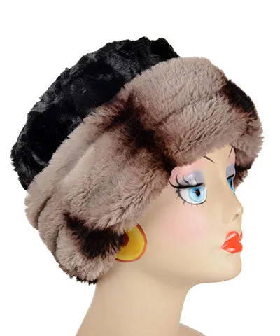 Cuffed Pillbox Hat in Royal Opulence Faux Furs