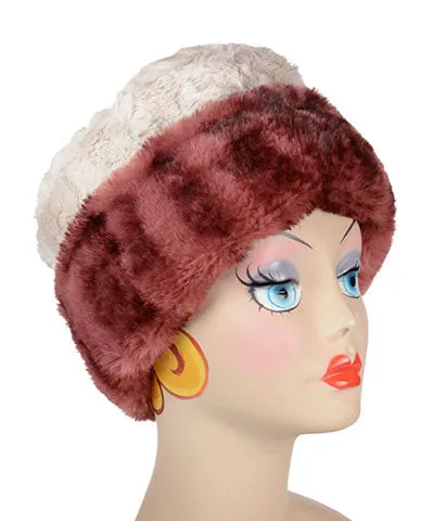 Cuffed Pillbox Hat in Royal Opulence Faux Furs