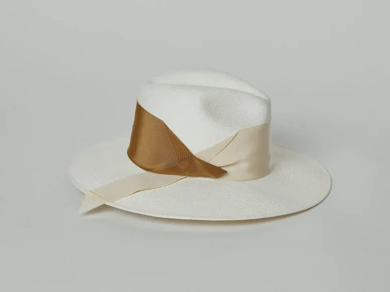 Freya - Gardenia Hat in White Bone/Camel