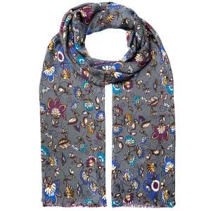 Grey and violet double face scarf cashmere-silk