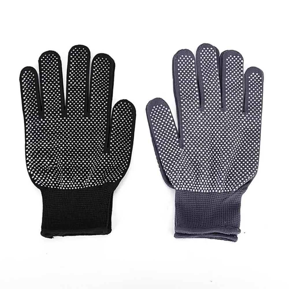 HIGHOPS Sports PVC DOTED Cotton Gloves halp for Cricket Bating and Full grriping in bat Hand he is incris for Bating (Pair Black)