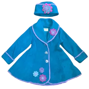 Isadora Swing Coat  and Hat Set Teal Made in USA