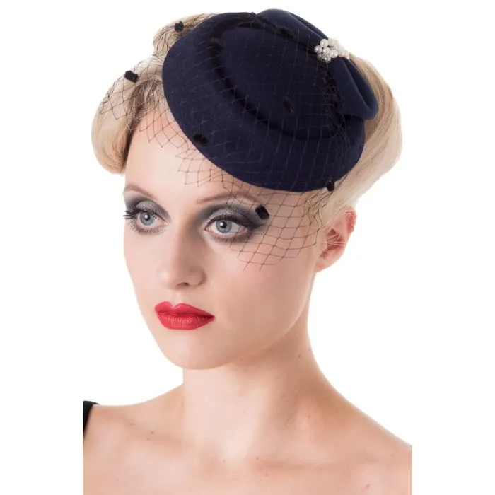 Judy Hat by Banned in Black, Navy and Red