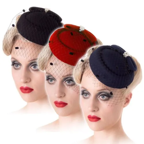 Judy Hat by Banned in Black, Navy and Red