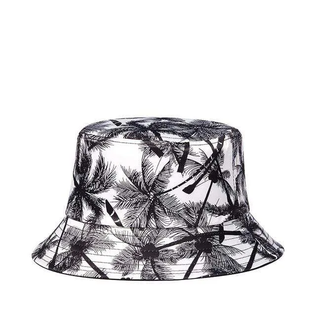 Men's Coconut Palm Printed Sun Protection Floppy Visor Bucket Hat