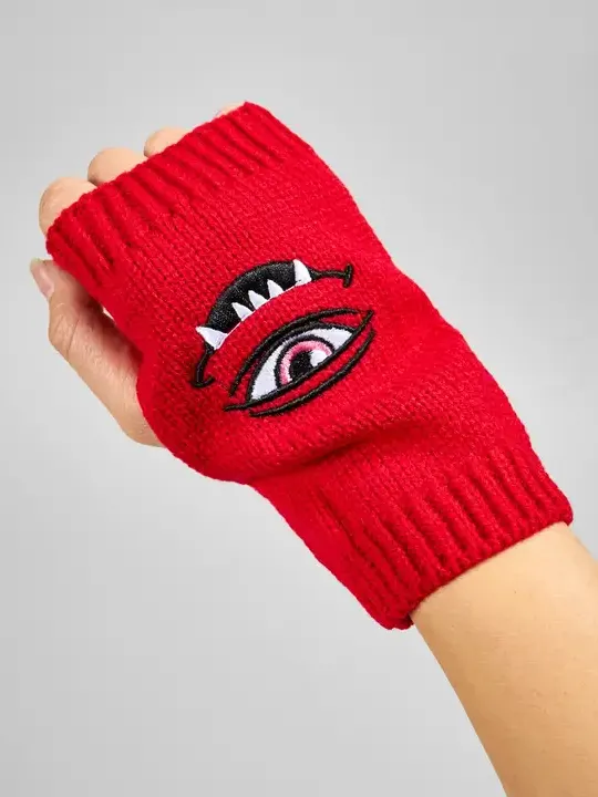 Monster Face Fingerless Gloves