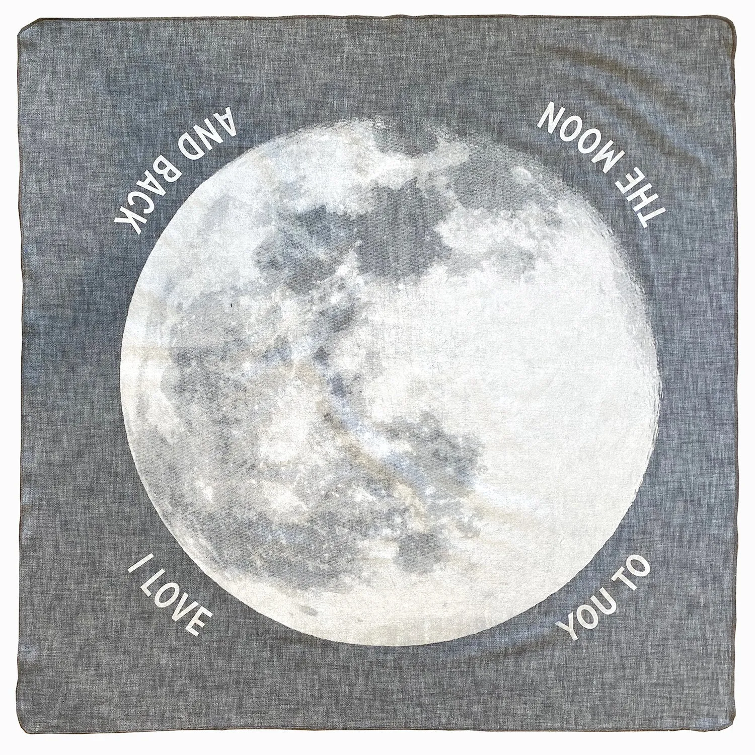 Moon Furoshiki  printed on denim chambray