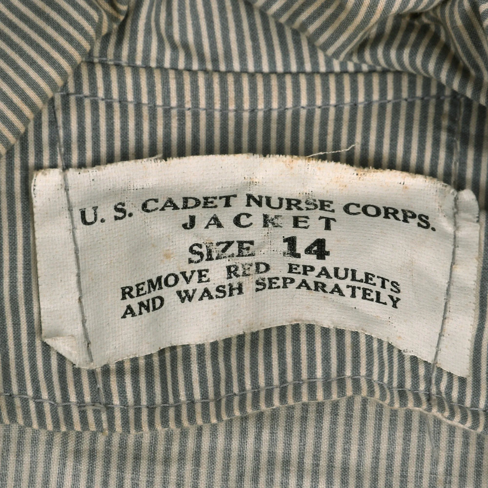 Original U.S. WWII Named Cadet Nurse Corps Uniform Set & Cap - Dorothy Fry Class of 1944