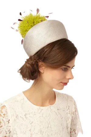 Palomo: Large Vintage Pillbox Hat with Pom Pom