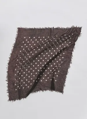 Pas De Calais - Light Wool Dot Print Scarf Brown