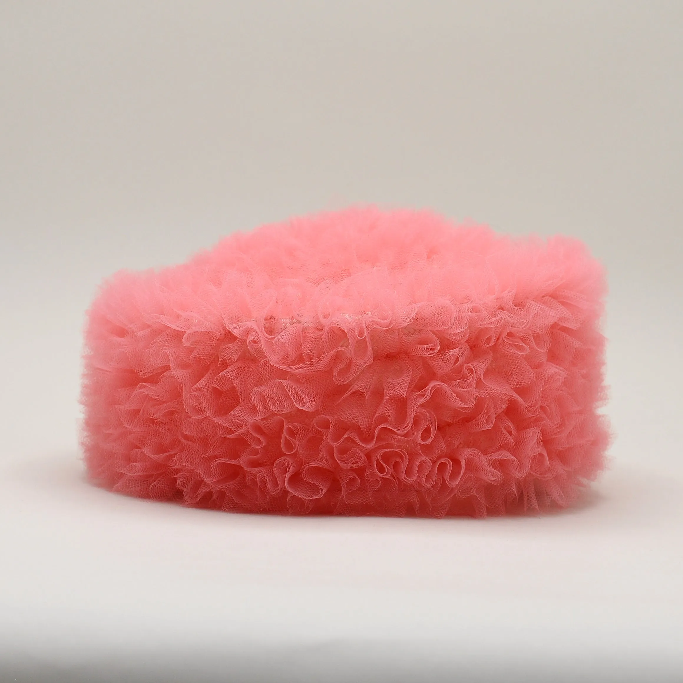 Persiana: Ruffled Tulle Hot Pink Pillbox Hat