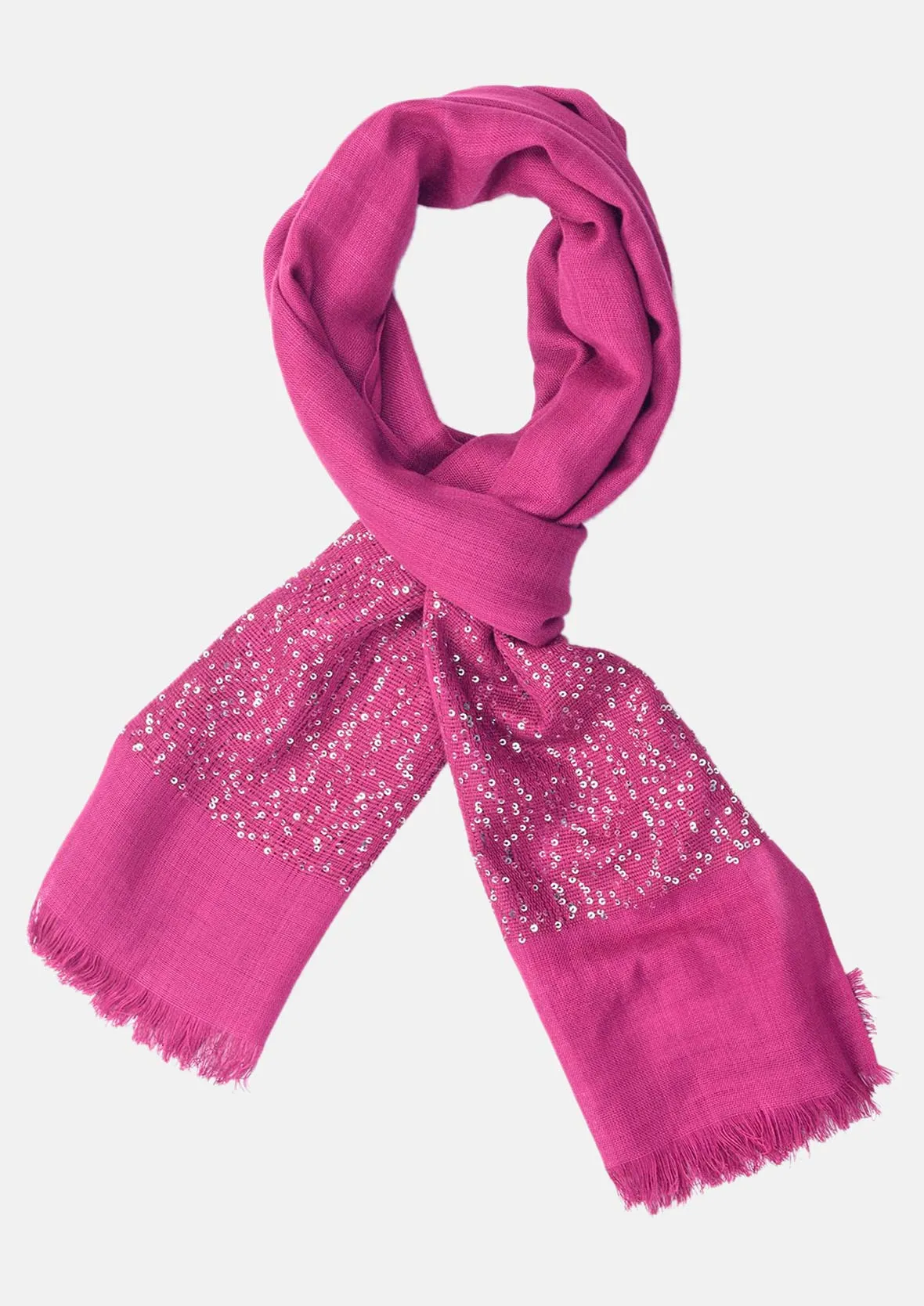 Sequin Scarf With Fringe Detaining