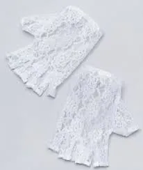 Short White Fingerless Lace Gloves