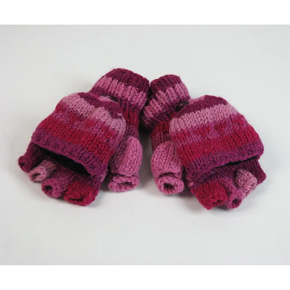 striped fingerless gloves with mitten flap