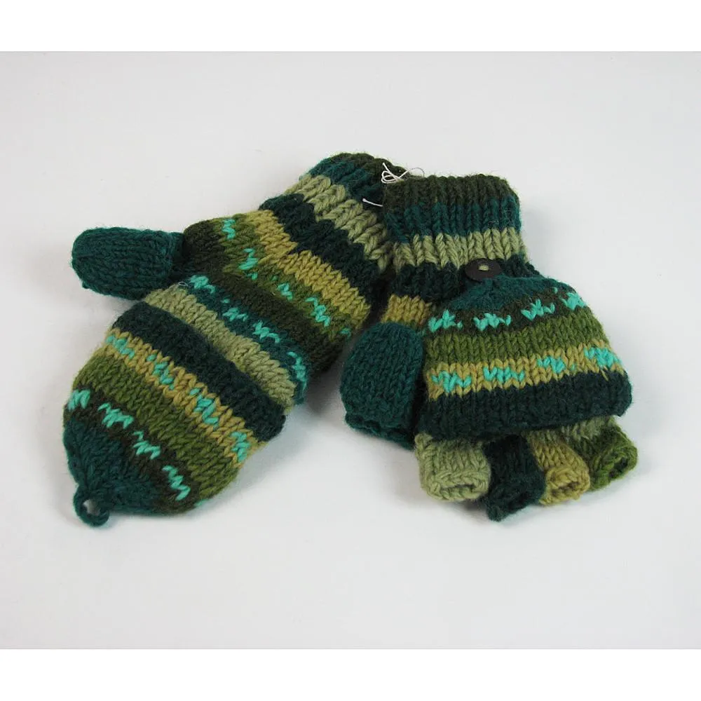 striped fingerless gloves with mitten flap