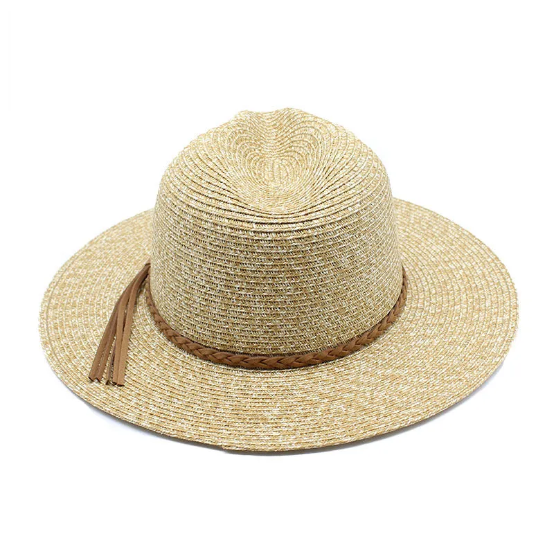 Stylish Straw Sun Hat with Leather Band