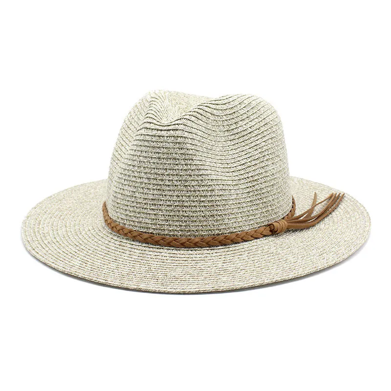 Stylish Straw Sun Hat with Leather Band