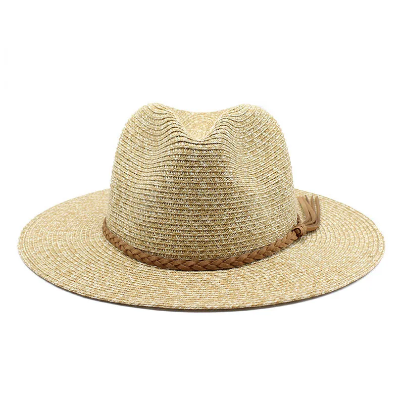 Stylish Straw Sun Hat with Leather Band