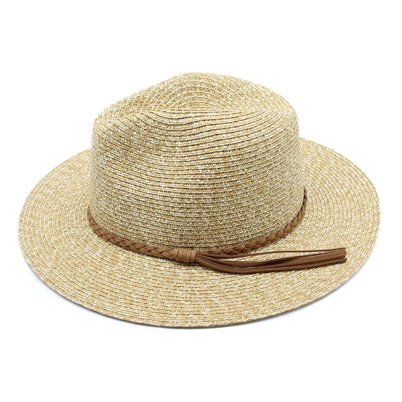 Stylish Straw Sun Hat with Leather Band