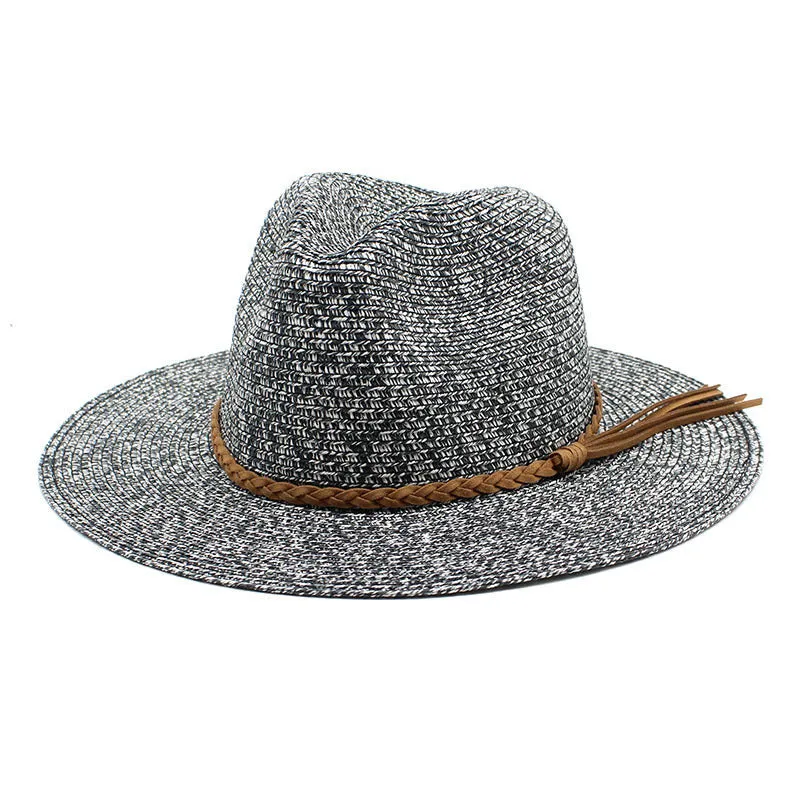 Stylish Straw Sun Hat with Leather Band