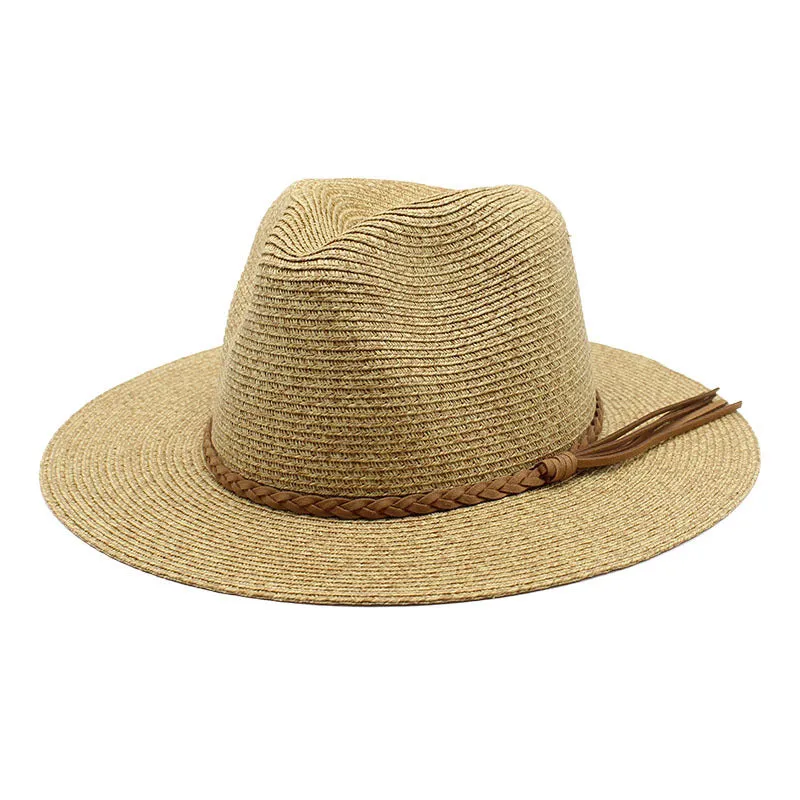 Stylish Straw Sun Hat with Leather Band