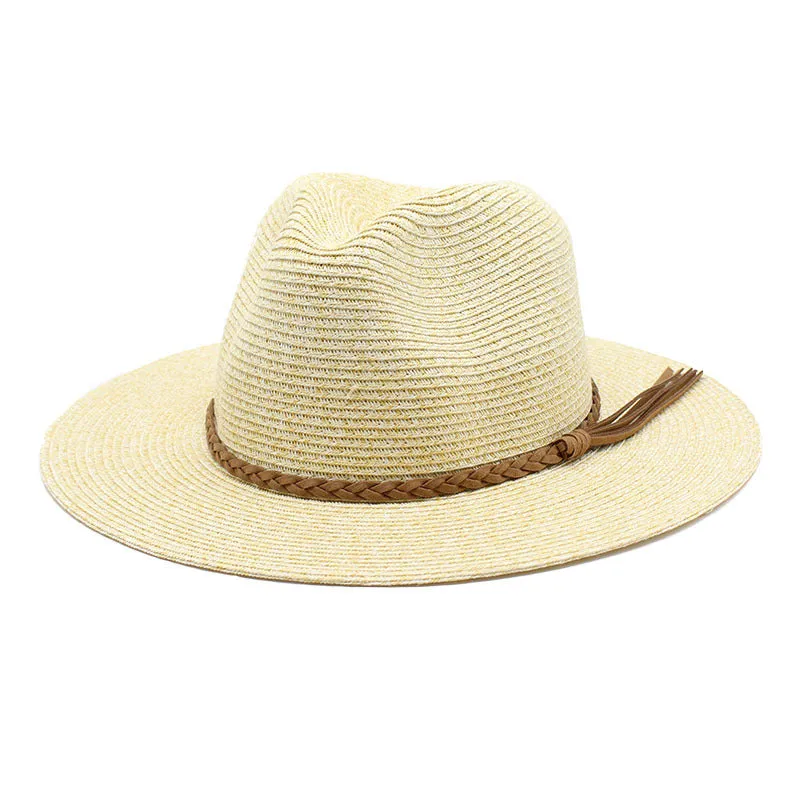 Stylish Straw Sun Hat with Leather Band