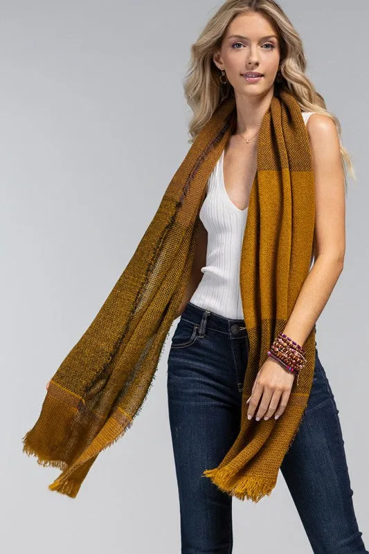 Textured Oblong Scarf-Mustard