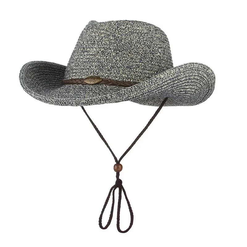 Western Cowboy Wide Brim Straw Sun Hat