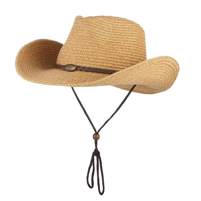 Western Cowboy Wide Brim Straw Sun Hat