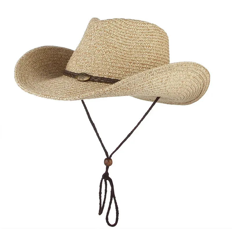 Western Cowboy Wide Brim Straw Sun Hat