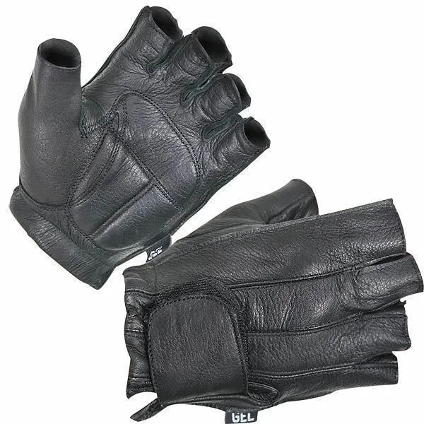 Xelement XG850 Men's Black Leather Deerskin Fingerless Motorcycle Gloves